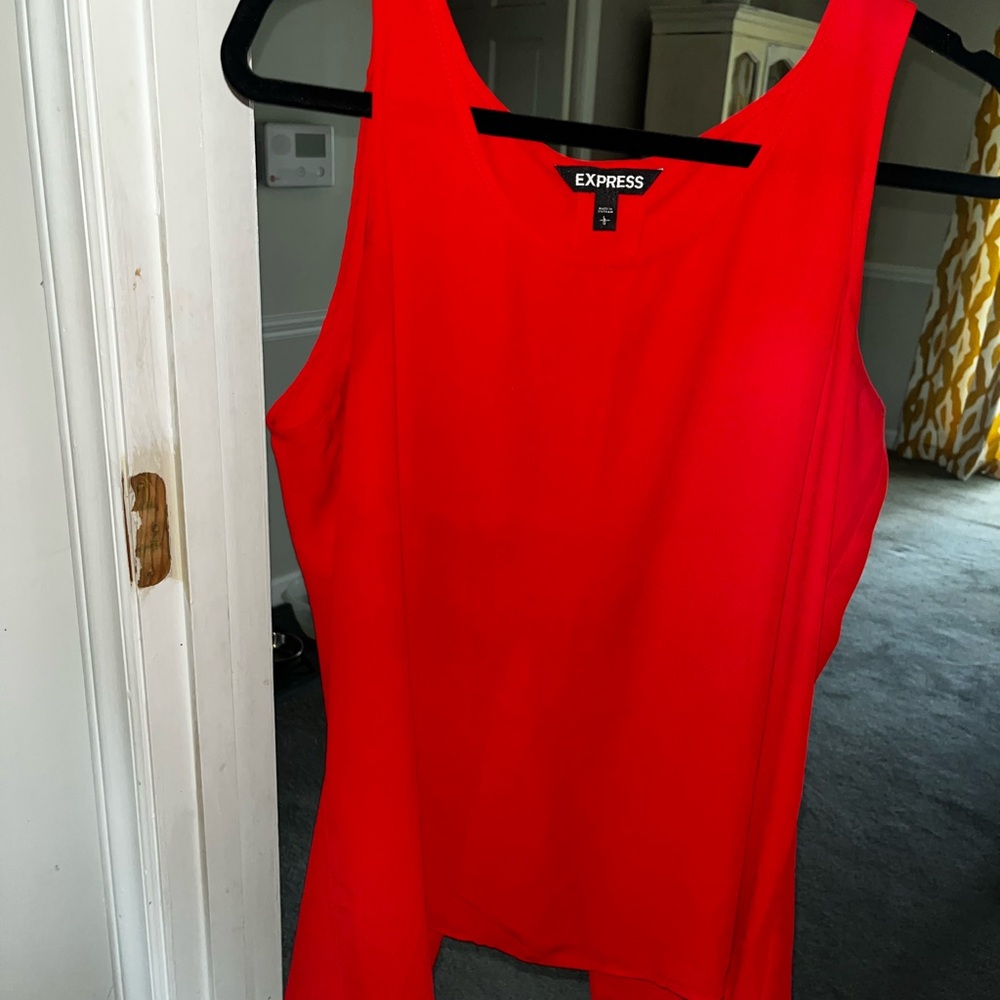 Express Fitted Red Tank Top with Black Trim